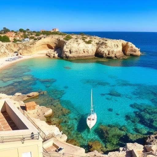 Caleta virgen de aguas turquesas en Menorca