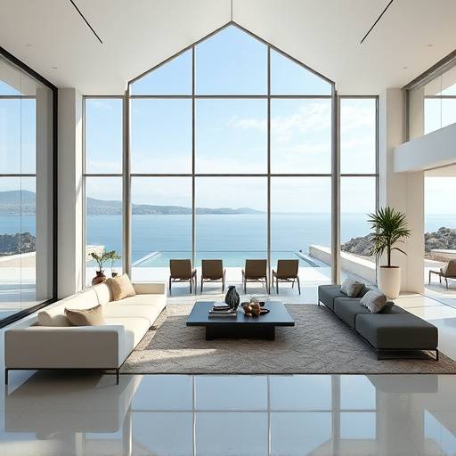 Interior de una villa de lujo moderna con vistas al mar Mediterr&aacute;neo